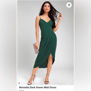 Lulu's Dark Green Midi Dress